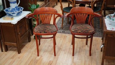 Pair of Vintage Bentwood Fan-Back Armchairs