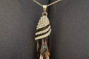 Big Black diamond pendant necklace