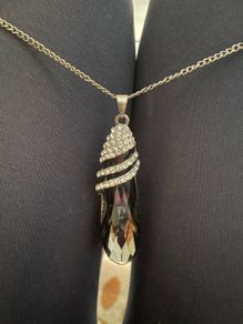 Big Black diamond pendant necklace