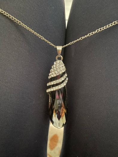 Big Black diamond pendant necklace