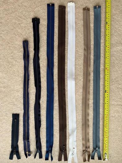 Zip, beige, separates /splits to be sewn into the jacket