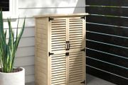 Wooden Garden Storage Cabinet for Tools with 2 Shelves Bitumen Roof Louvred Doors Lockable 75 x 50 x 118