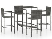 5 Piece Garden Bar Set Poly Rattan Grey