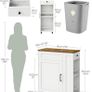 Rolling Kitchen Island Cart with Storage Space Kitchen Island Table with Trash Can, 5 Swivel Castors, Drawer, Spice Rack and Towel Holder for Kitchen Image 2