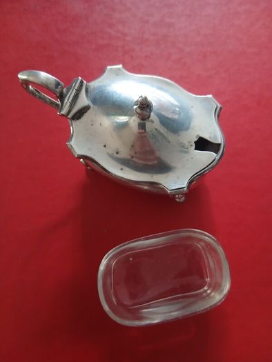 silver vintage mustard condiment