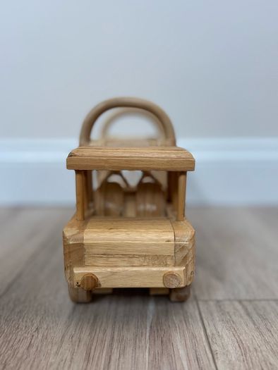 Small Rattan and Wooden Truck with working wheels