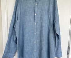 NEW F&F Mens 3XL Blue 100% Cotton Grandad Collar Shirt