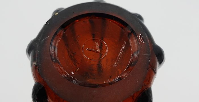Swung Vase 5 Fingers Amber Brown - Pressed Glass