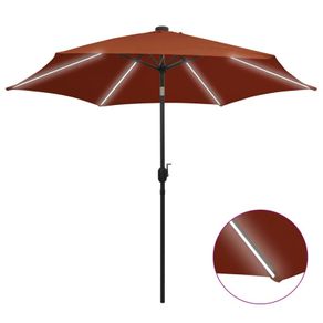 Parasol with LED Lights and Aluminium Pole 300 cm Terracotta