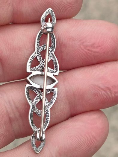 Vintage Sterling silver and White opal brooch