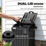 110 L Outdoor Bin with Dual Lid, Waterproof Plastic Trash Bin with Ashtray and Drip Tray, Garden Waste Trash Bin, Black Image 5