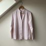 Marc O'Polo Striped Standing Collar Blouse Nautral Beige & White Organic Cotton Shirt Image 3