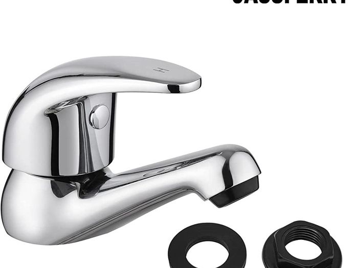 Chrome Pair of Basin Taps Hot and Cold Water Bathroom Sink Tap Top Lever Handle 1/2" Faucets, Set of 2 (FREE POSTAGE)