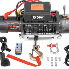 Cable Electric Cable Winch 13500 lb (6123.5 kg), Electric Winch Electric Motor Winch 4-Way Motor Winch, 12 V Electric Cable Winch, Remote Control Electric Winch with Accessories Car