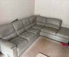 Leather L shape sofa grey