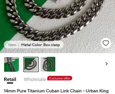 NEW Pure Titanium Chain Necklace Cuban Miami