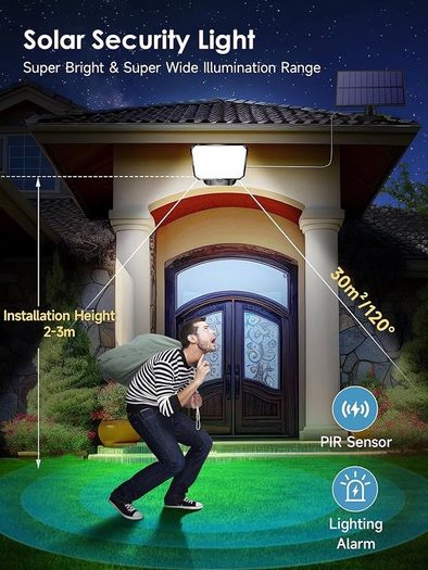 NEW SALE | Solar Lights Outdoor Garden, 190LED 1500LM Solar Lights, 3 Modes & Remote Solar Security Lights