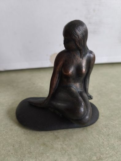 Vtg Nude Naked Woman Lady Girl Mermaid Rock Bronze Figurine Denmark Paperweight