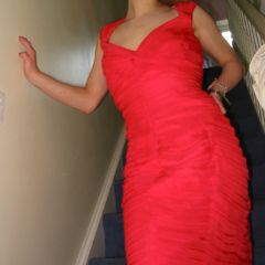 Tadashi Coral Pink, 100% Silk Cocktail Dress, Sz 12