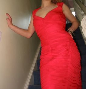 Tadashi Coral Pink, 100% Silk Cocktail Dress, Sz 12