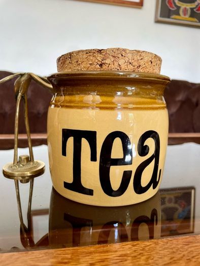 TG Green Granville Range TEA Jar Original Cork Lid Vintage Kitchen Storage 1970s