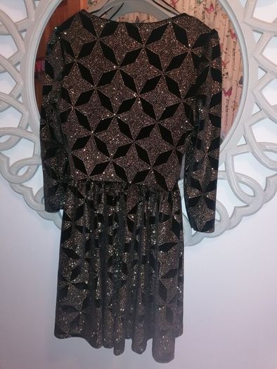 Black velvet gold glitter dress