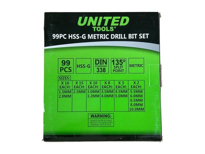 United Tools 99-Piece HSS Metric Drill Bit Set