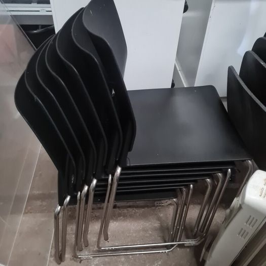 8 x Black canteen/cafe chairs
