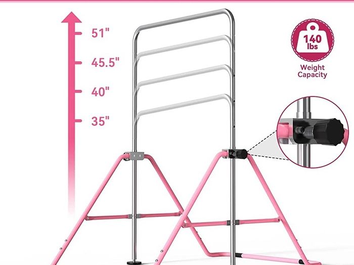 Gymnastics Bar, Folding Horizontal Bar Gymnastics Equipment for Kids Home Training, Expandable Gymnastics Training Bar Junior with Adjustable Height for Girls Boys (FREE SHIPPING)