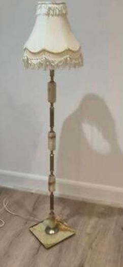 marble and brass floor lamp