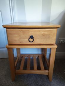Bedroom furniture set - pine chest of drawers and 2 lockers