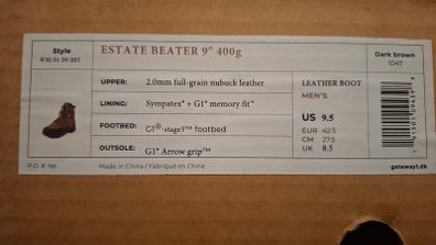 Gateway1 Estate Beater 9" 400g hiking/hinting boots