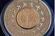 Germany Euro coins 2002 proof medal with gold gilt Cent