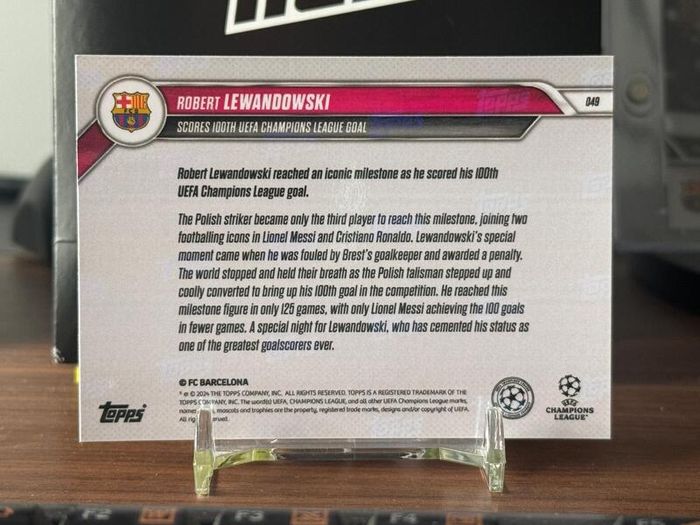Topps Now 2024-25 Robert Lewandowski Card 49 - Scores 100th UEFA Champions League Goal - PR 1311