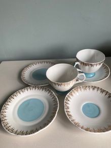 Regina  beautiful colours china teacup saucer and plate trio ten euro per trio
