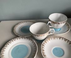 Regina  beautiful colours china teacup saucer and plate trio ten euro per trio