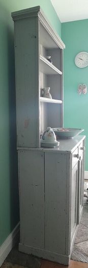 Antique Irish Dresser c 1880 - grey/duck egg