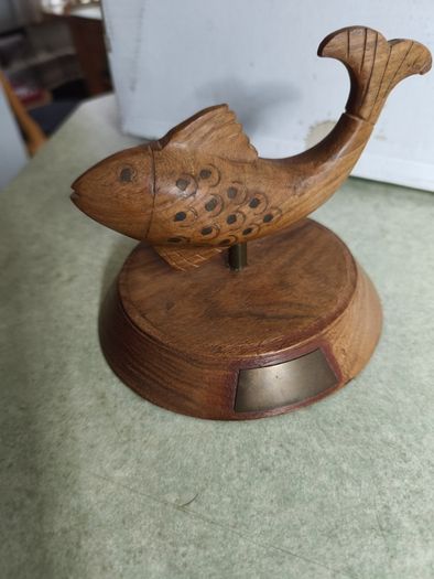 Wooden Fish on wood plinth home decore