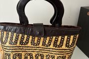 Leather, Wood and Weaving Handbag