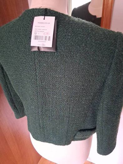 Hobbs Stunning New Unworn Bottle Green Boucle Blazer Jacked Size 12