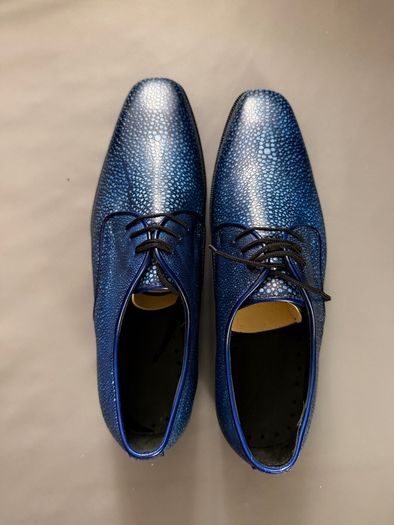 Genuine Stingray Leather Shoes  Navy Blue