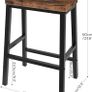 Bar Stools Set of 2, Tall Industrial Kitchen Breakfast Stools with Footrests, Bar Chairs Image 2