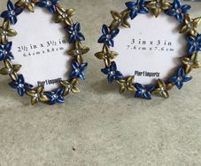 Set of 2 Jeweled Enamel/Rhinestone Floral Picture Frames Gold/Blue