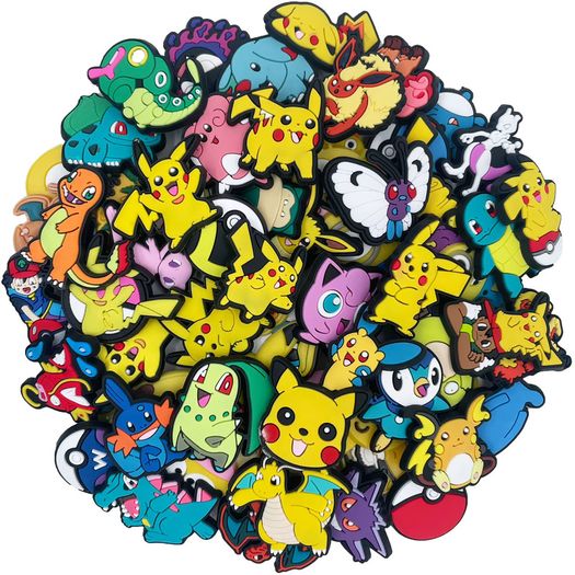 10x Pokemon Pikachu Shoes Charms for Clogs Sandals Decoration PVC Cartoon Shoe Accessories Charms for Friends Gifts
