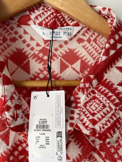 Primark ladies lightweight blouse burnt orange size 14 to 16