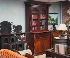 Victorian Renaissance Revival Mahogany Secretaire Bookcase