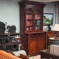 Victorian Renaissance Revival Mahogany Secretaire Bookcase