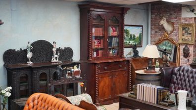 Victorian Renaissance Revival Mahogany Secretaire Bookcase