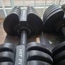 adjustable dumbells 5kg to 40kg and curling bar and plates Image 2