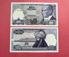 Turkey  1000 Lira. 1988. Pick  196b.( Uncirculated )